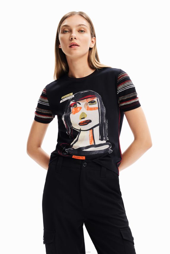 Women DesigualArty face T-shirt Clothing 68X24039
