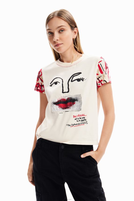 Women DesigualArty face T-shirt Clothing 68X240991
