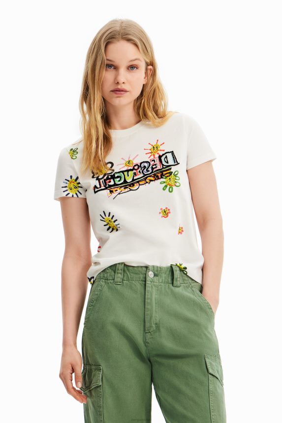 Women DesigualArty flocked T-shirt Clothing 68X240993