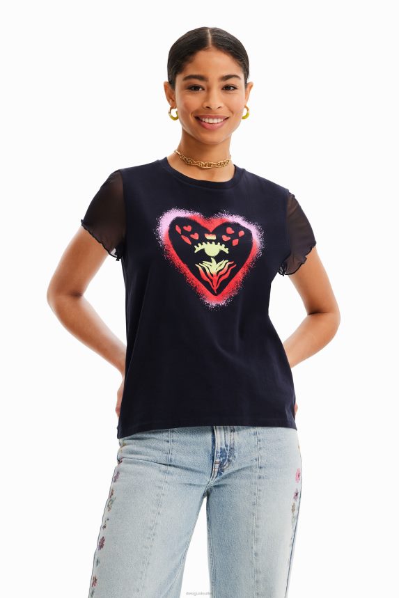 Women DesigualArty heart T-shirt Clothing 68X240893