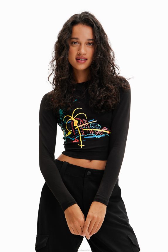 Women DesigualArty short slim T-shirt Clothing 68X240442