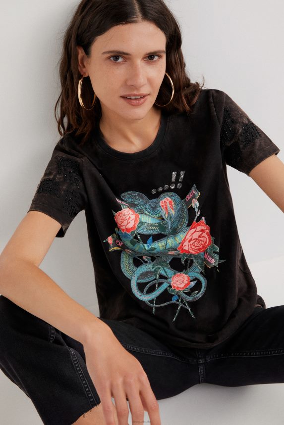 Women DesigualArty snake T-shirt Clothing 68X2401090