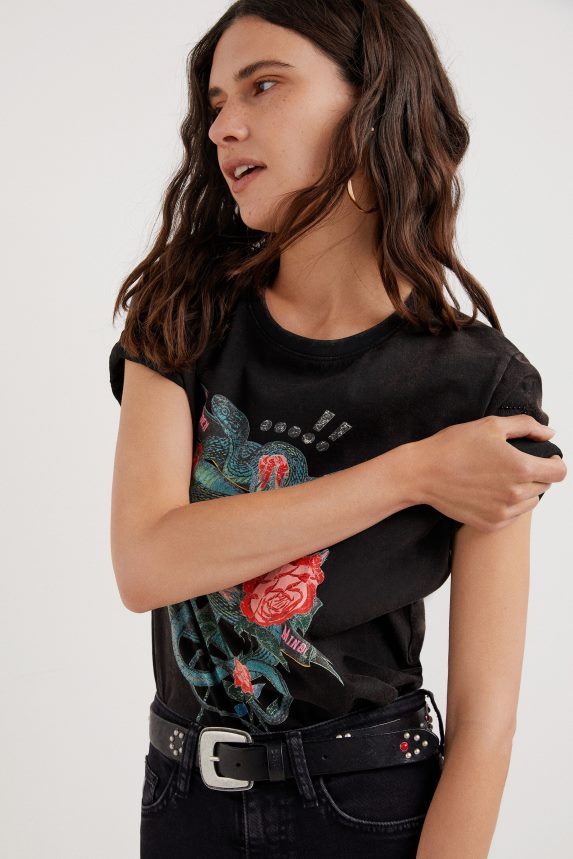 Women DesigualArty snake T-shirt Clothing 68X2401090