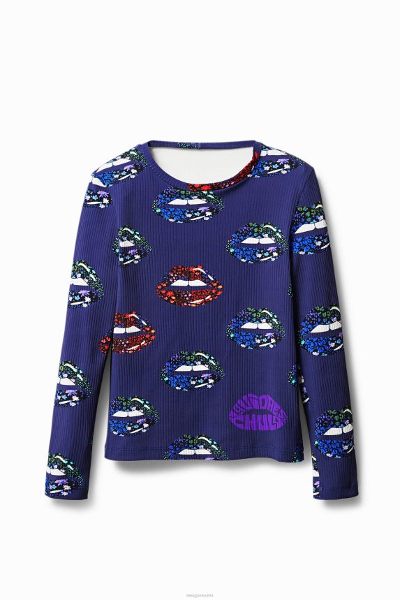 Women DesigualBack neckline ribbed T-shirt Clothing 68X2401054