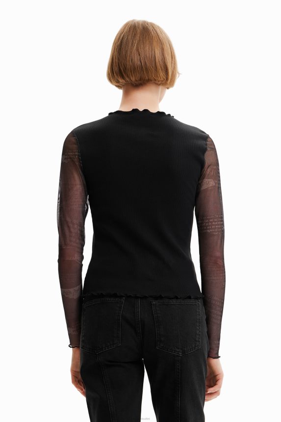 Women DesigualCombination heart cut-out T-shirt Clothing 68X240369