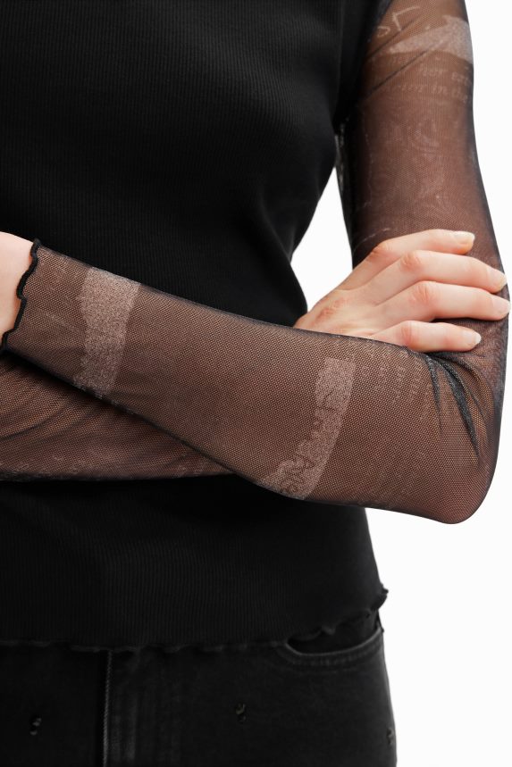 Women DesigualCombination heart cut-out T-shirt Clothing 68X240369