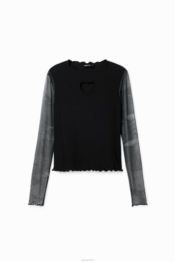 Women DesigualCombination heart cut-out T-shirt Clothing 68X240369