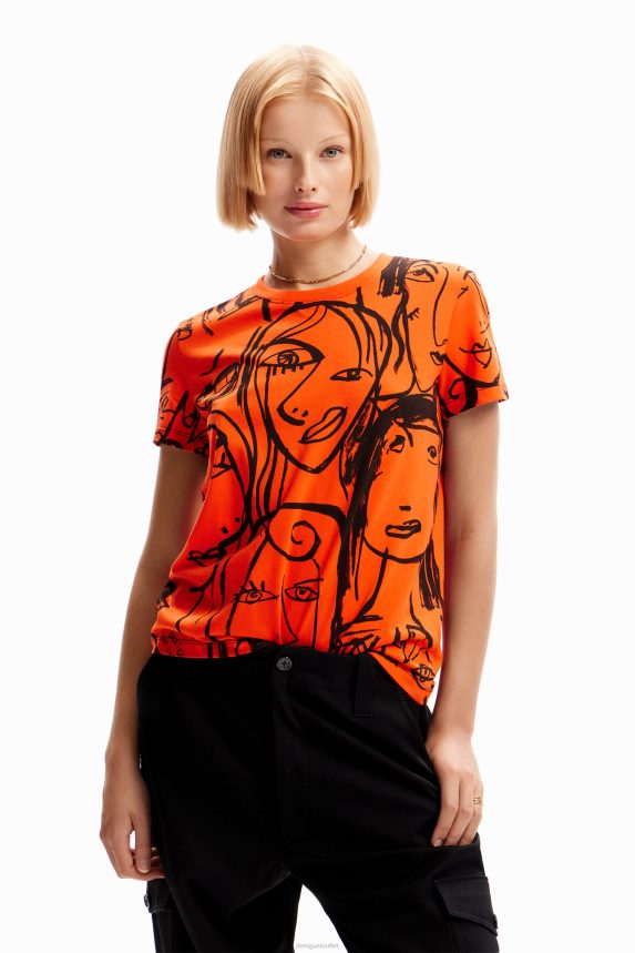 Women DesigualContrasting face T-shirt Clothing 68X240978
