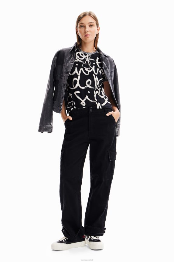 Women DesigualContrasting message T-shirt Clothing 68X240328