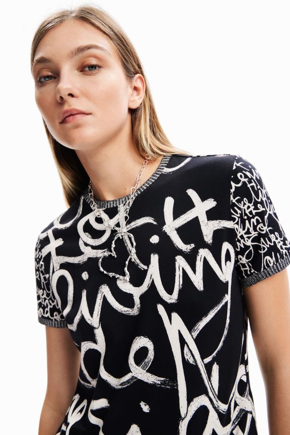 Women DesigualContrasting message T-shirt Clothing 68X240328