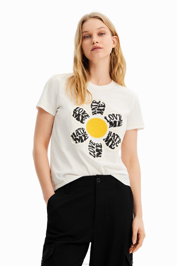 Women DesigualDaisy patch T-shirt Clothing 68X240493