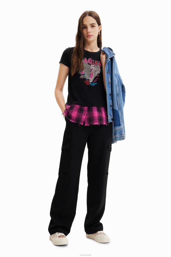 Women DesigualDouble-layer rocker T-shirt Clothing 68X240868