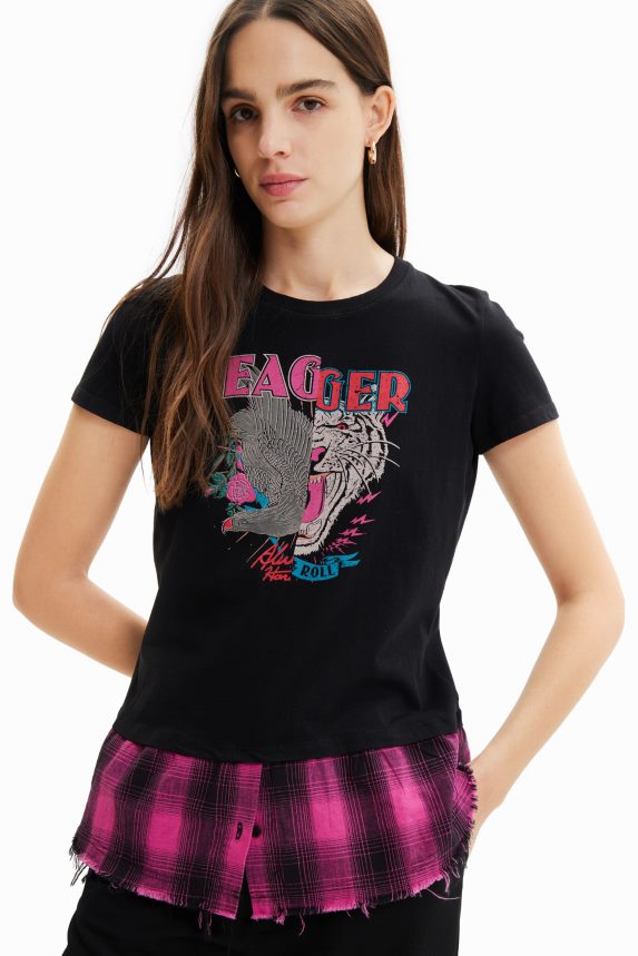 Women DesigualDouble-layer rocker T-shirt Clothing 68X240868