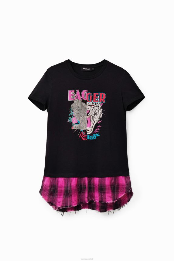 Women DesigualDouble-layer rocker T-shirt Clothing 68X240868