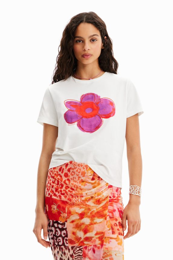 Women DesigualFlower illustration T-shirt Clothing 68X24037