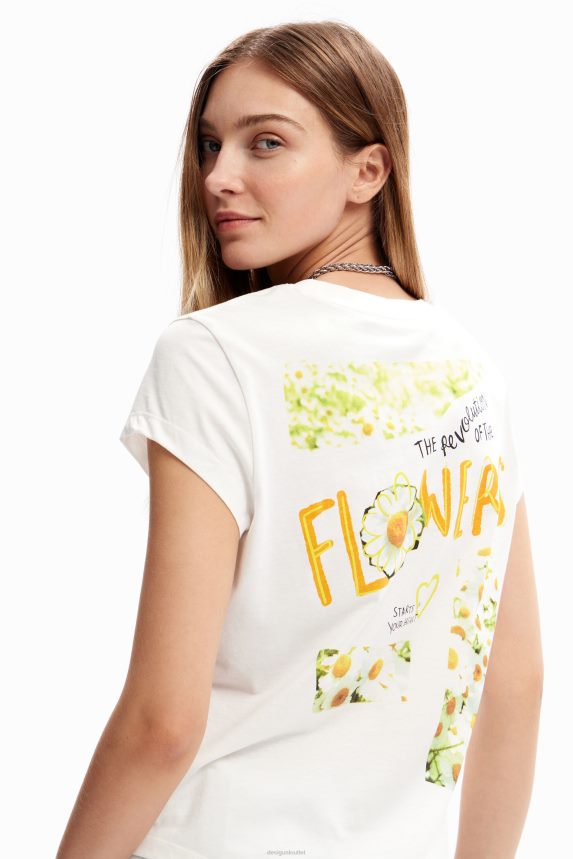 Women DesigualFlower message T-shirt Clothing 68X24021
