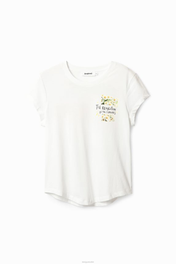 Women DesigualFlower message T-shirt Clothing 68X24021