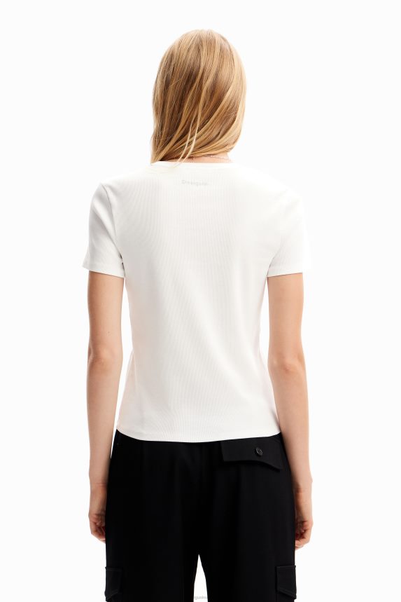 Women DesigualFlower message T-shirt Clothing 68X24095