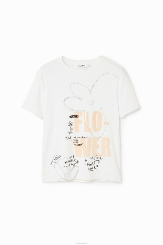Women DesigualFlower message T-shirt Clothing 68X24095