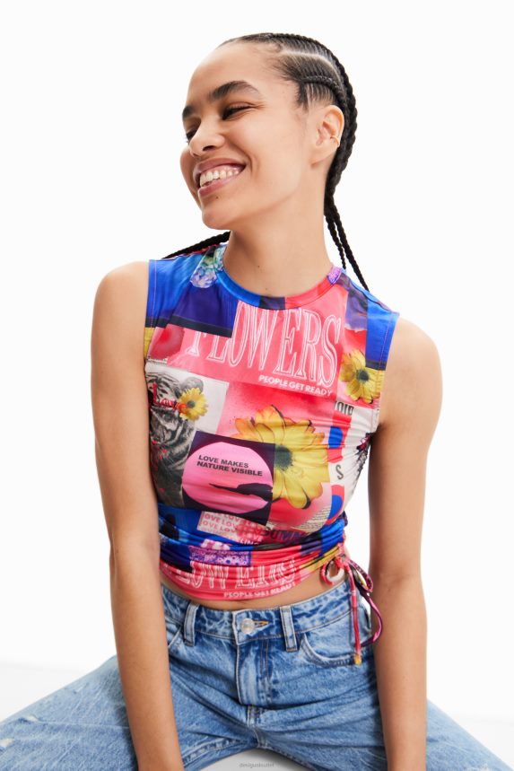 Women DesigualGathered collage T-shirt Clothing 68X240578