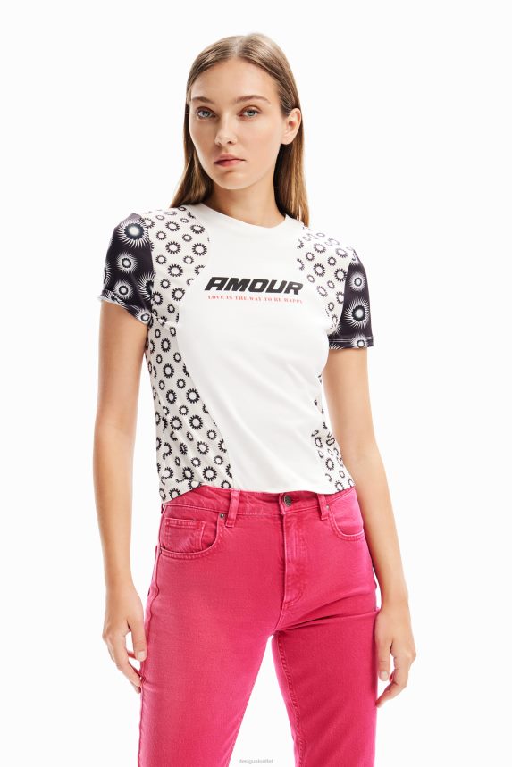 Women DesigualGeometric patchwork T-shirt Clothing 68X24073