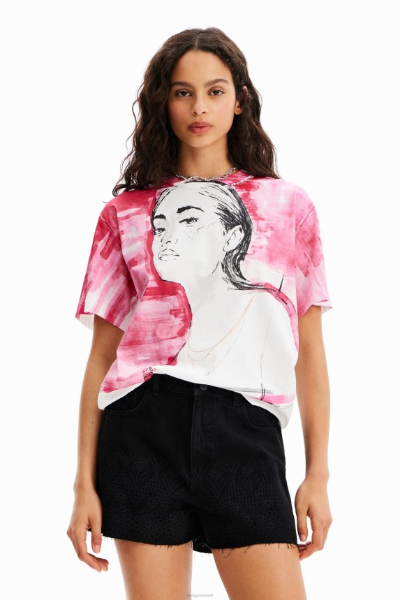 Women DesigualIllustration T-shirt Clothing 68X240266