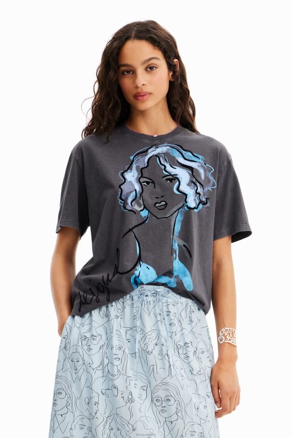 Women DesigualIllustration T-shirt Clothing 68X24063