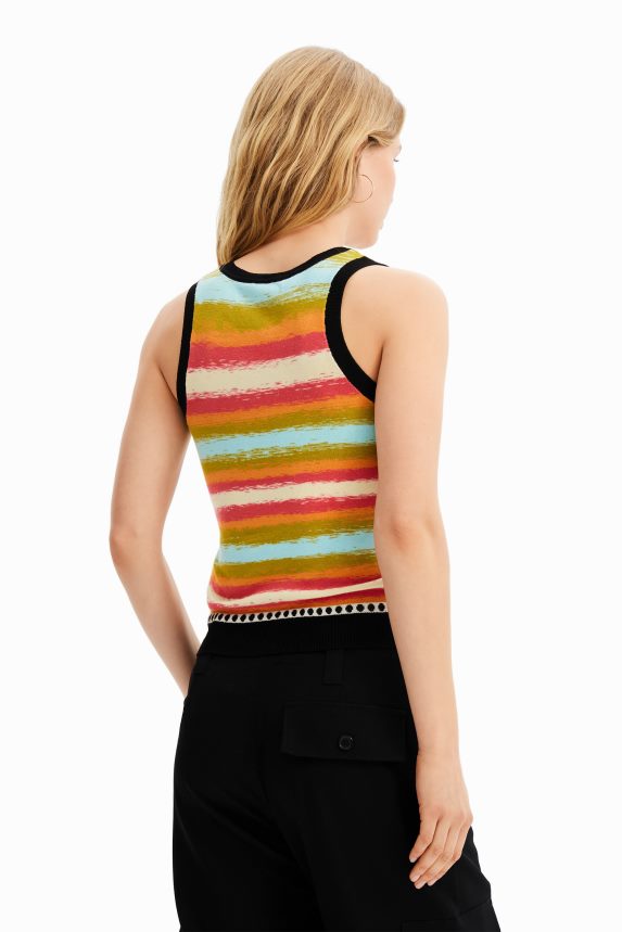 Women DesigualKnit borders T-shirt Clothing 68X240429