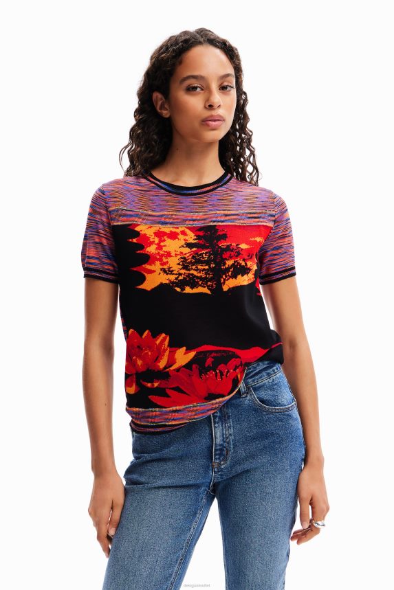 Women DesigualKnit landscape T-shirt Clothing 68X24040