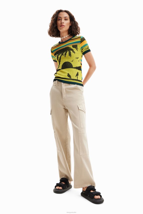 Women DesigualKnit landscape T-shirt Clothing 68X240889