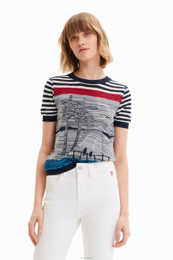Women DesigualKnit sailor T-shirt Clothing 68X2401001