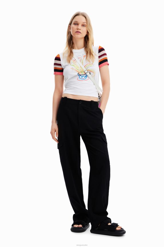 Women DesigualKnit striped T-shirt Clothing 68X240389