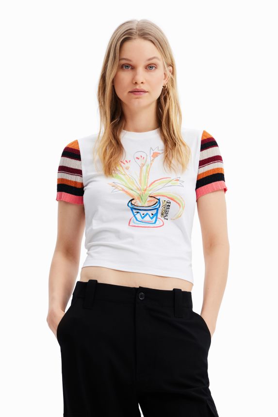 Women DesigualKnit striped T-shirt Clothing 68X240389