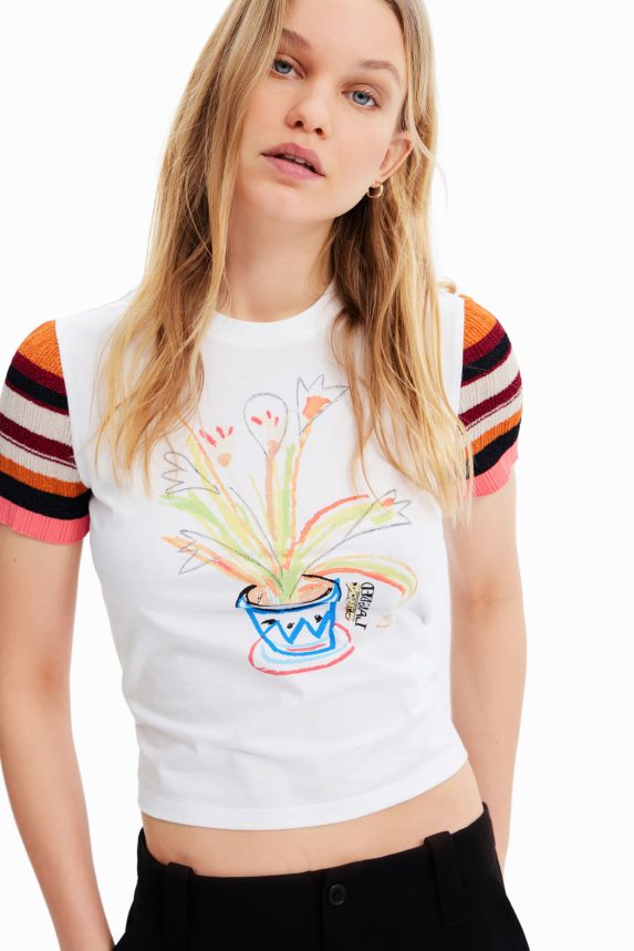 Women DesigualKnit striped T-shirt Clothing 68X240389