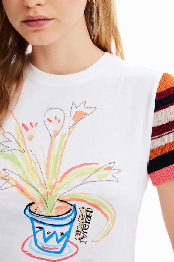 Women DesigualKnit striped T-shirt Clothing 68X240389