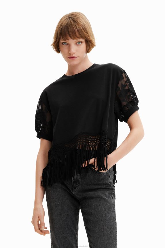 Women DesigualOversize fringed T-shirt Clothing 68X240385