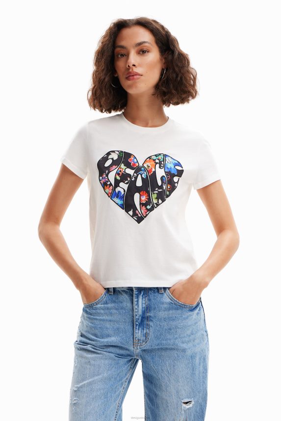 Women DesigualPeace heart T-shirt Clothing 68X240925