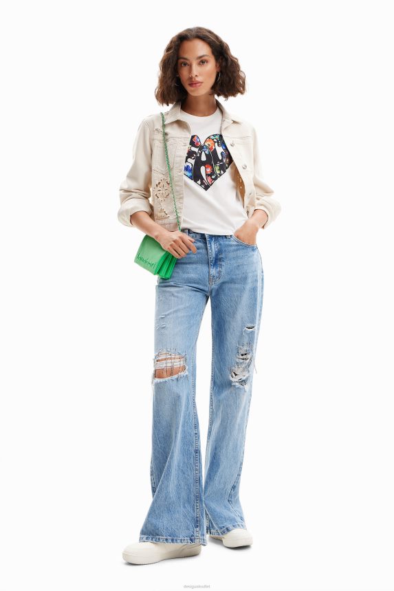 Women DesigualPeace heart T-shirt Clothing 68X240925