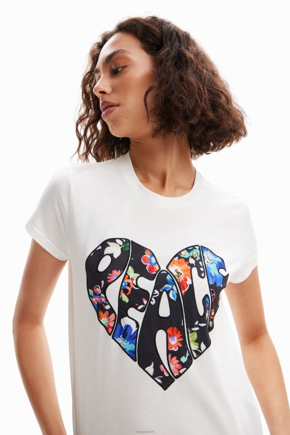 Women DesigualPeace heart T-shirt Clothing 68X240925