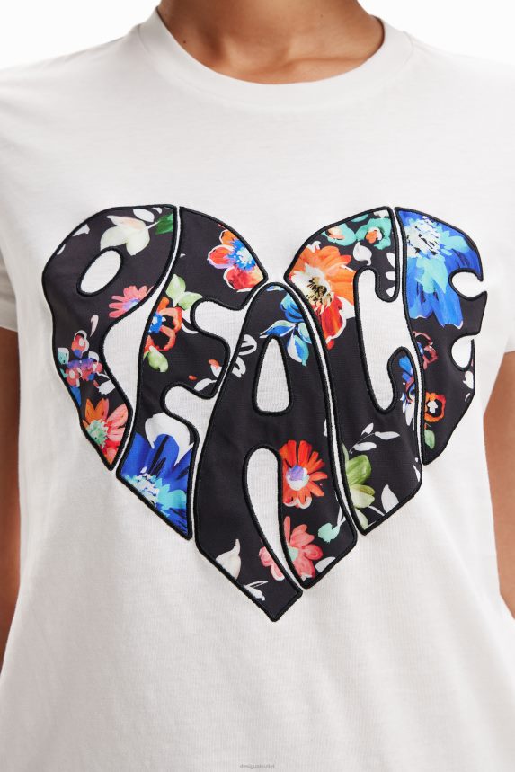 Women DesigualPeace heart T-shirt Clothing 68X240925