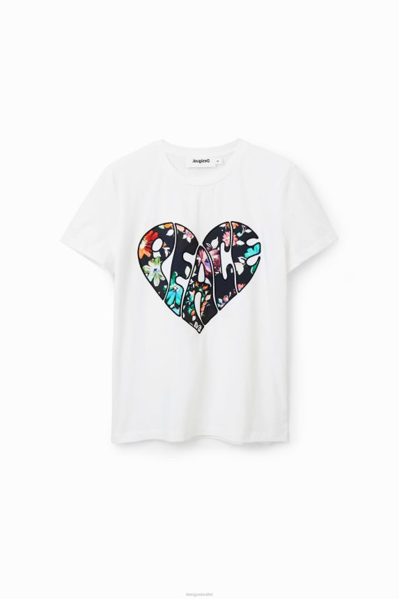 Women DesigualPeace heart T-shirt Clothing 68X240925