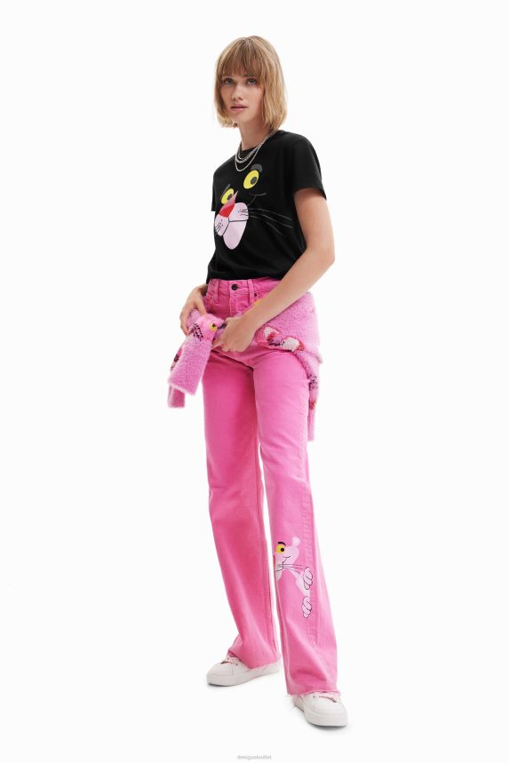 Women DesigualPink Panther T-shirt Clothing 68X240964