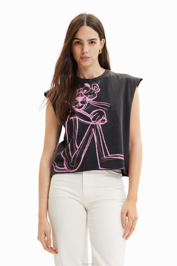 Women DesigualPink Panther sleeveless T-shirt Clothing 68X240296