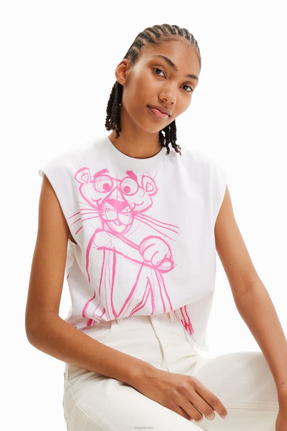 Women DesigualPink Panther sleeveless T-shirt Clothing 68X240852
