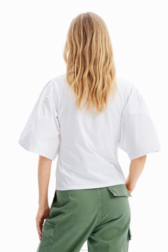 Women DesigualPoplin voluminous sleeve T-shirt Clothing 68X240343