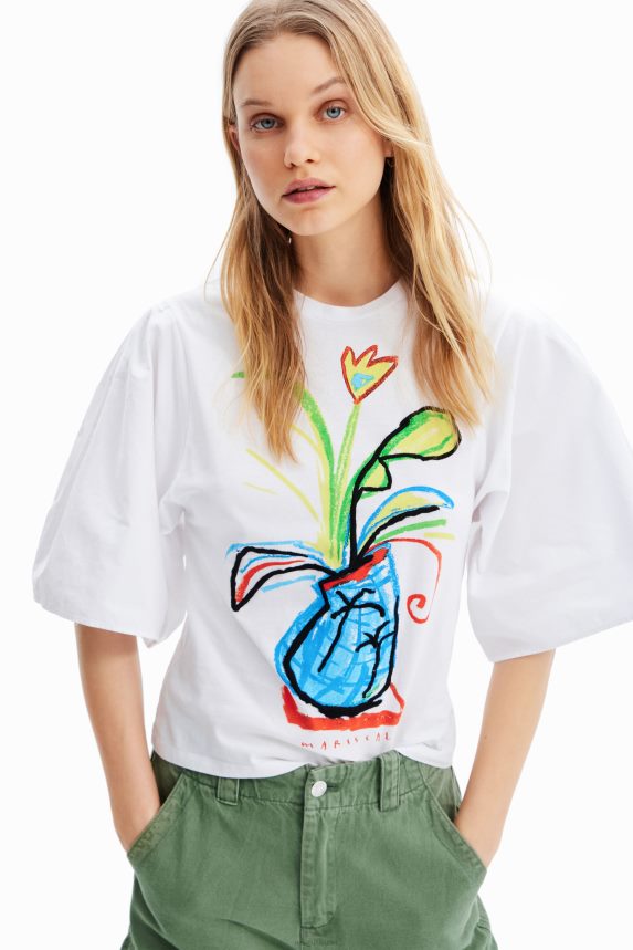 Women DesigualPoplin voluminous sleeve T-shirt Clothing 68X240343