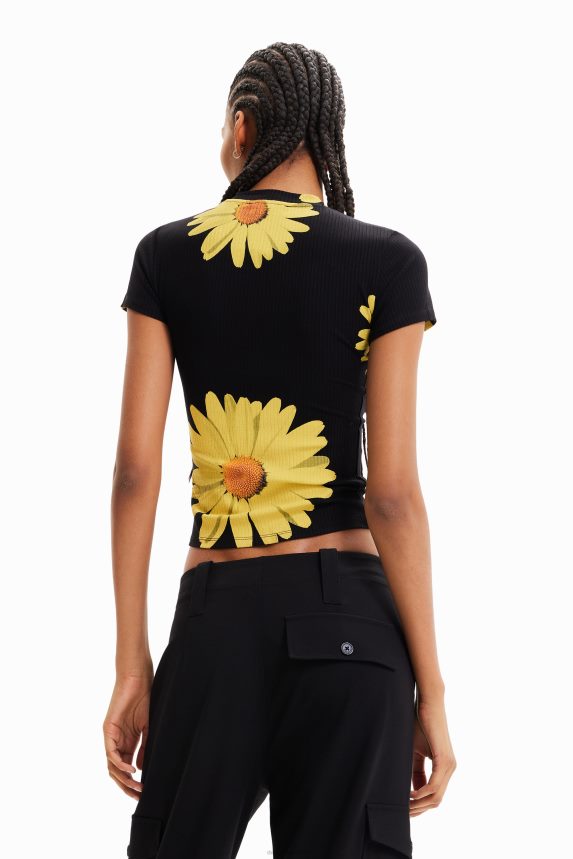 Women DesigualRibbed daisy T-shirt Clothing 68X24089
