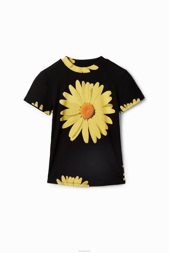 Women DesigualRibbed daisy T-shirt Clothing 68X24089