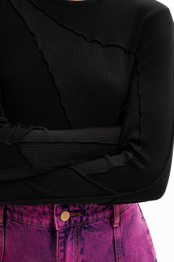 Women DesigualRibbed patchwork T-shirt Clothing 68X240145
