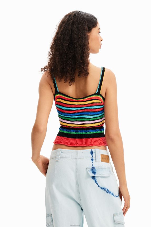 Women DesigualShort crochet strappy top Clothing 68X240970